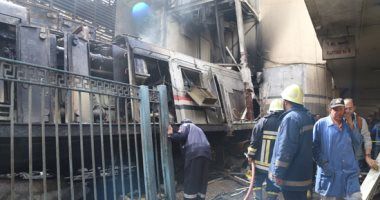 فيديو.. اللقطات الأولى لاشتعال النيران نتيجة حادث قطار محطة مصر