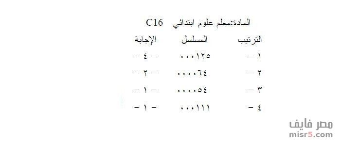 اسئلة تخصص علوم مسابقة التربية والتعليم 2019