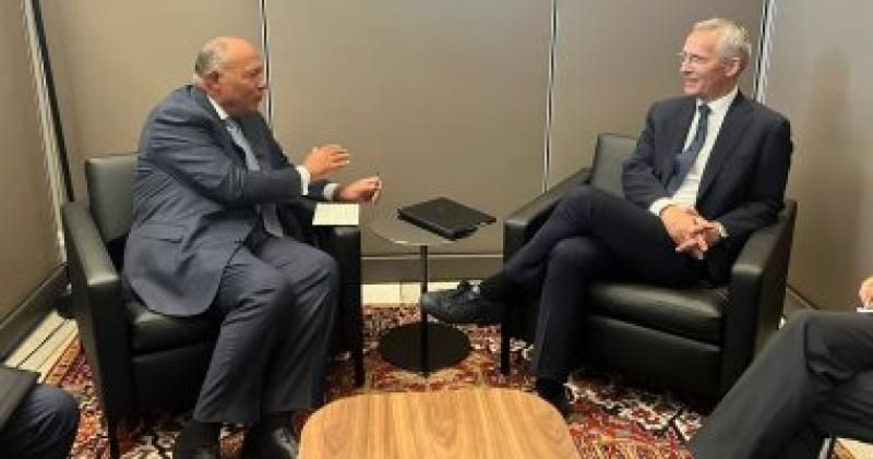 سامح شكرى يبحث مع أمين عام حلف الناتو تطورات منطقة شرق المتوسط...