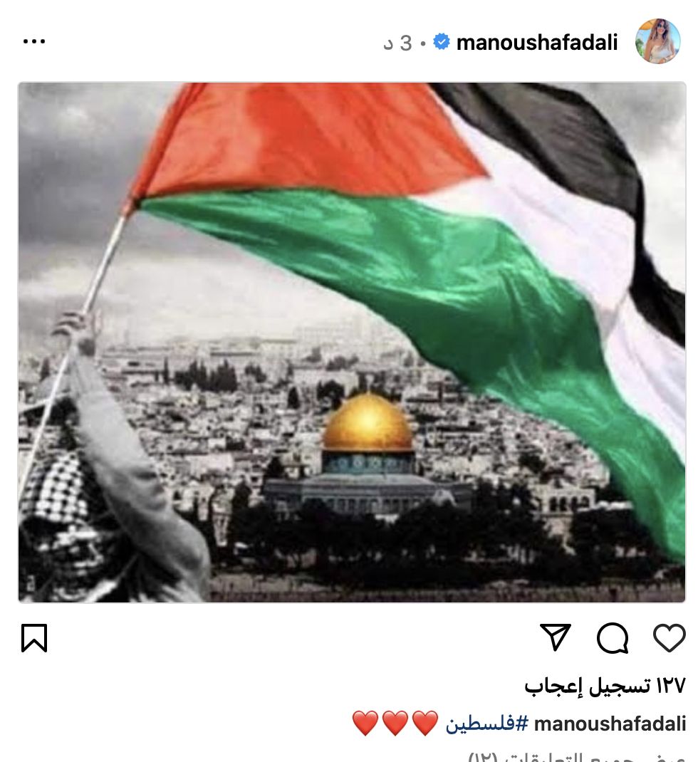 شاهد.. منة فضالي تدعم فلسطين بعد حركة حماس