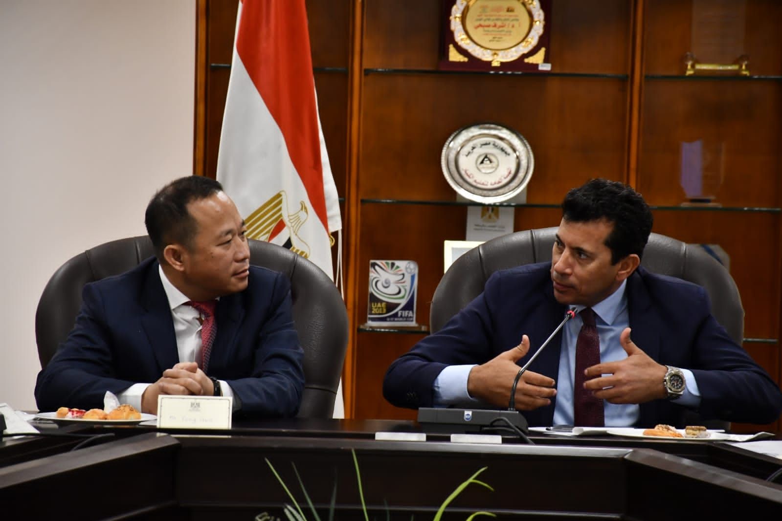 أشرف صبحي يشهد مراسم توقيع بروتوكول التعاون المشترك بين وزارة الشباب والرياضة وشركة دافينج الصينية