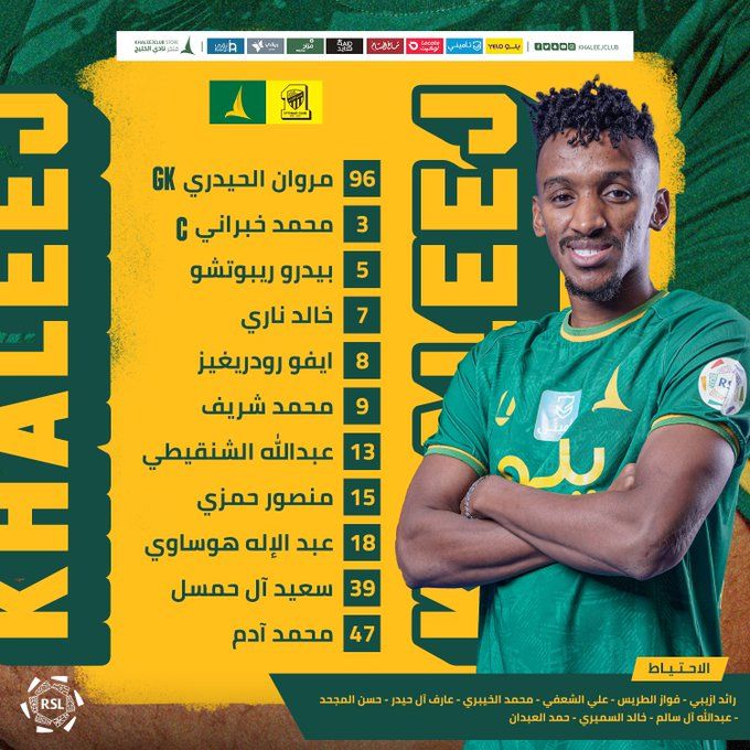 محمد شريف فى مواجهة بنزيما بتشكيل الخليج ضد الاتحاد بالدورى السعودى