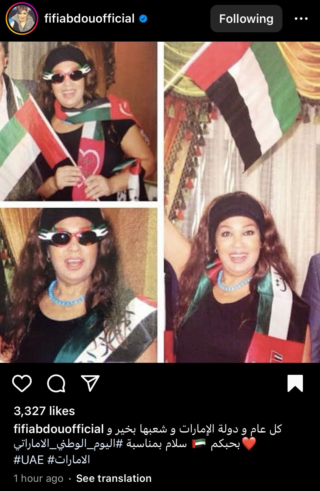 فيفي عبده للإمارات في يومها الوطني: "بحبكم"