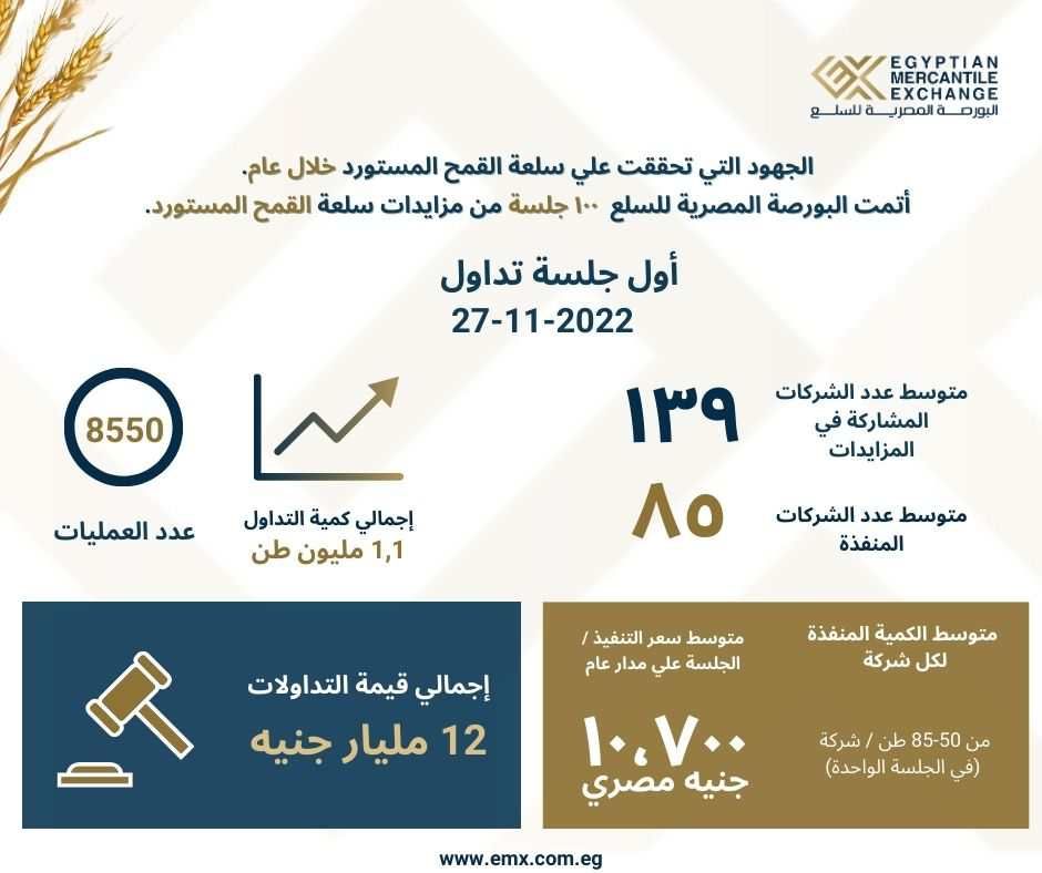 12 مليار جنيه إجمالي قيمة تداول القمح في البورصة السلعية…