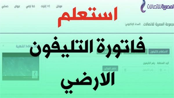 الاستعلام عن فاتورة التليفون الأرضي بالرقم القومي لشهر فبراير 2024 عبر موقع الشركة المصرية للاتصالات
