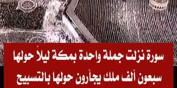 من هي السورة التى نزلت جملة واحدة حولها سبعون ألف ملك يجأرون حولها بالتسبيح ؟ "
