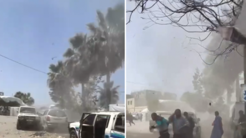 غارة إسرائيلية على خيام النازحين بساحة مستشفى بدير البلح