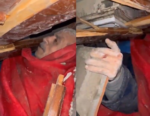 فلسطيني يؤدي الصلاة وهو محاصر تحت ركام منزله .. فيديو