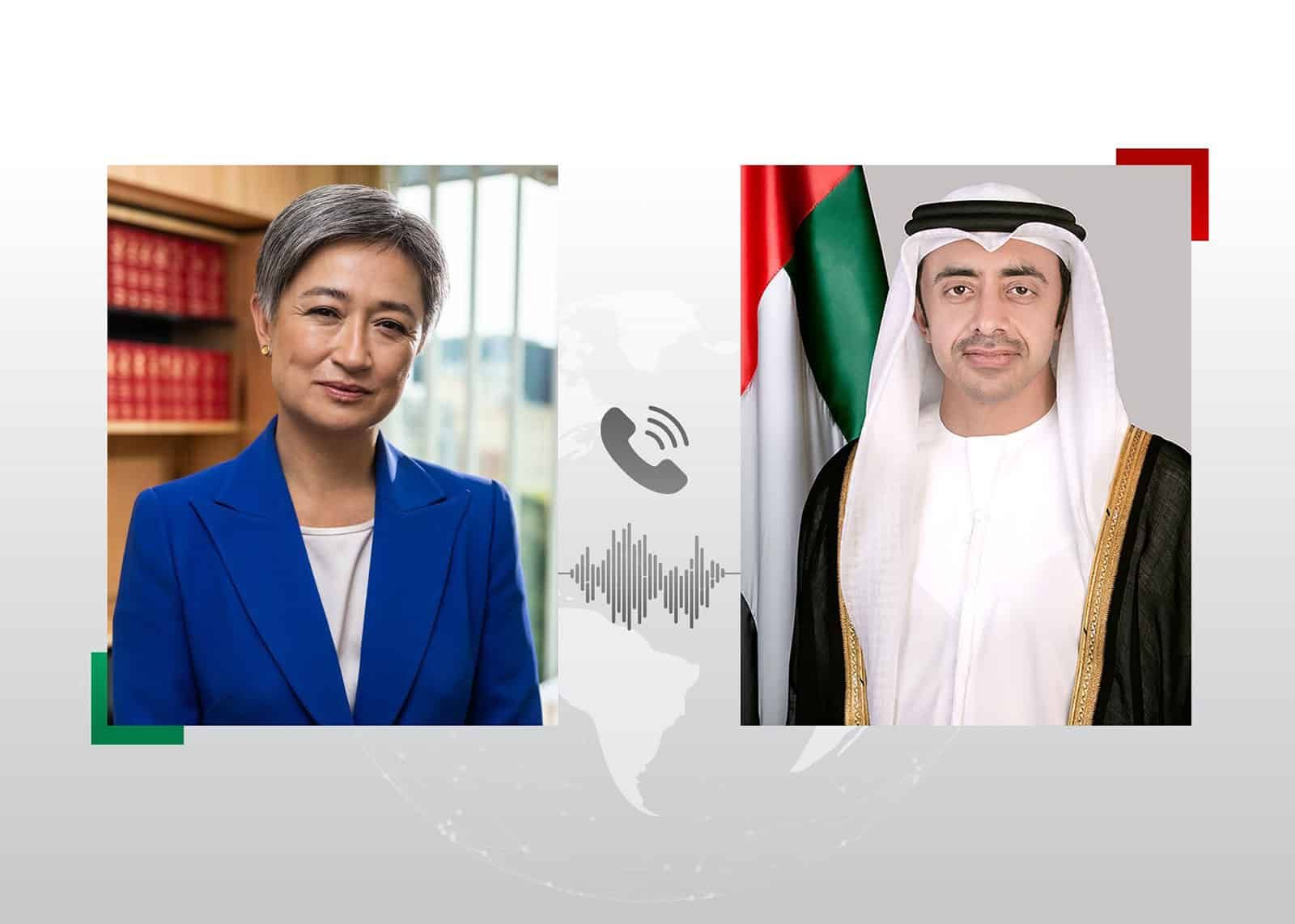 عبدالله بن زايد ووزيرة خارجية أستراليا يبحثان هاتفيا الأوضاع في المنطقة وتداعياتها الإنسانية والأمنية