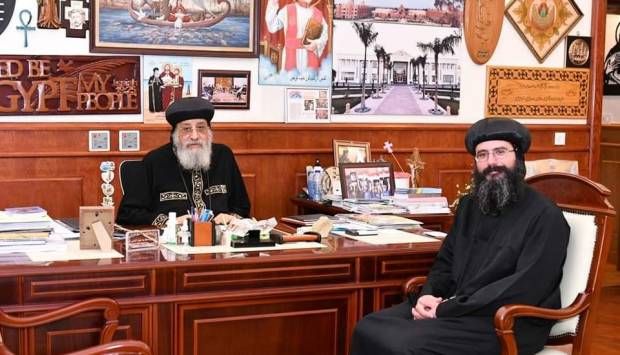 البابا تواضروس يستقبل الأسقف العام بنيوجيرسي وأسقف السودان