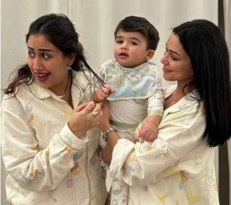 صور تجمع شوق الهادي وشقيقتها فرح وابنها آدم