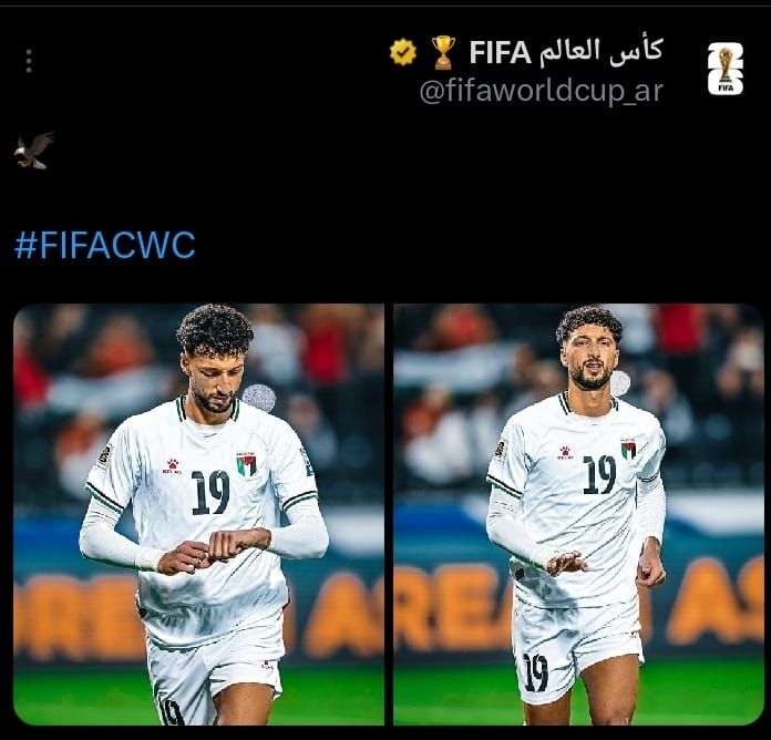 حساب كأس العالم يحتفى بنجم الأهلي وسام أبو على هداف منتخب فلسطين