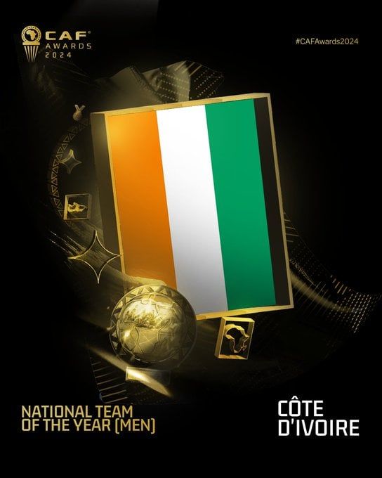 حفل جوائز كاف 2024.. منتخب كوت ديفوار يتوج بجائزة أفضل منتخب للرجال