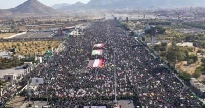 أخبار اليمن : حشود مليونية بصنعاء تحدّياً للعدوان ونصرةً لغزة