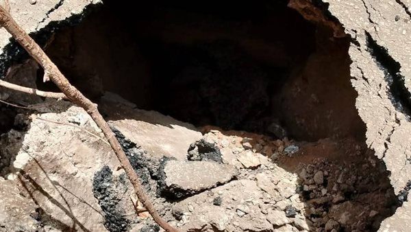 التعامل مع هبوط أرضي على طريق شبين الكوم – الشهداء بالمنوفية