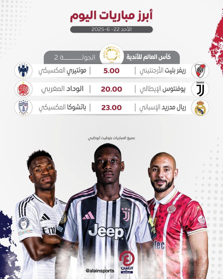 جدول مباريات اليوم في كأس العالم للأندية 2025