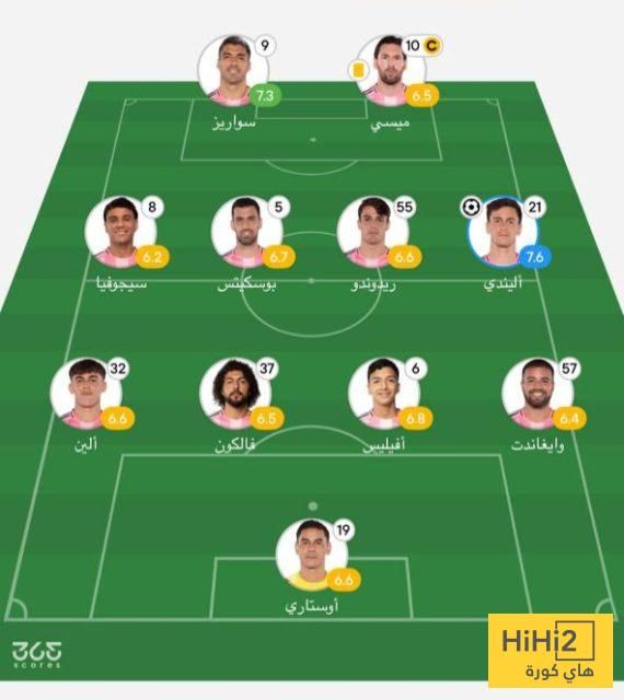 عاجل: تقييم لاعبي إنتر ميامي أمام بالميراس في الشوط الأول