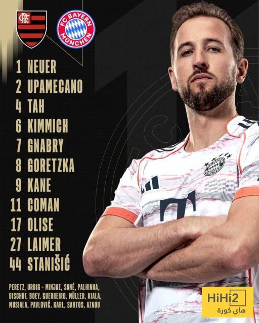 عاجل: تشكيلة بايرن ميونخ الرسمية للقاء فلامنغو