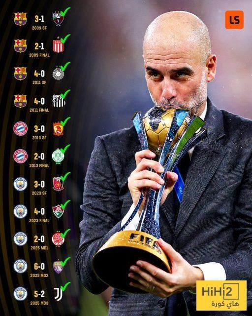 عاجل: صورة – سلسلة انتصارات تاريخية لجوارديولا في مونديال الأندية