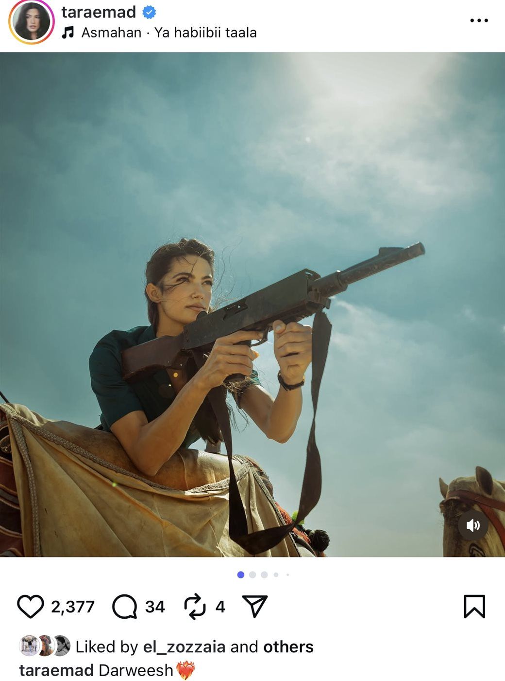 تارا عماد تشارك جمهورها صور من كواليس فيلم “درويش"