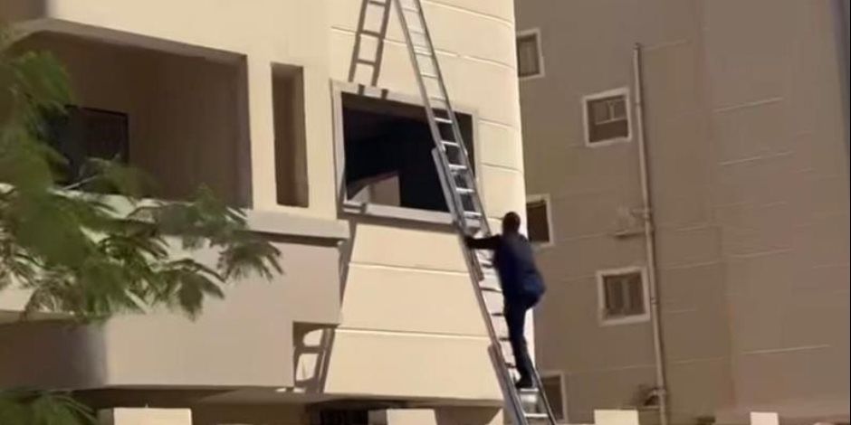 الأمن ينقذ قطة محتجزة بأحد العقارات في المنيا الجديدة