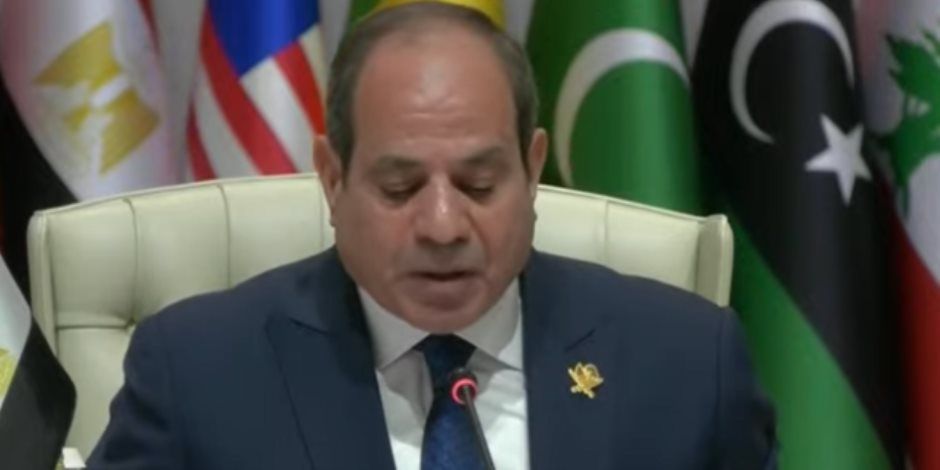 الرئيس السيسى: سنقف جميعًا صفًا واحدًا دفاعًا عن الحقوق العربية والإسلامية