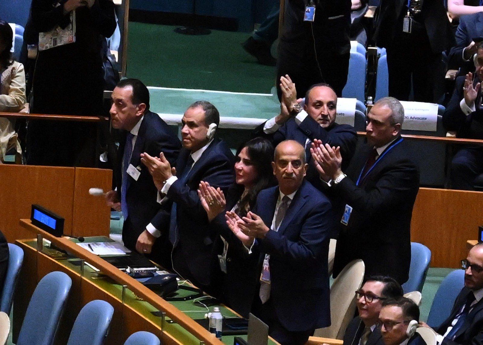 فرحة مدبولى ووفد مصر لحظة إعلان ماكرون الاعتراف رسميا بدولة فلسطين