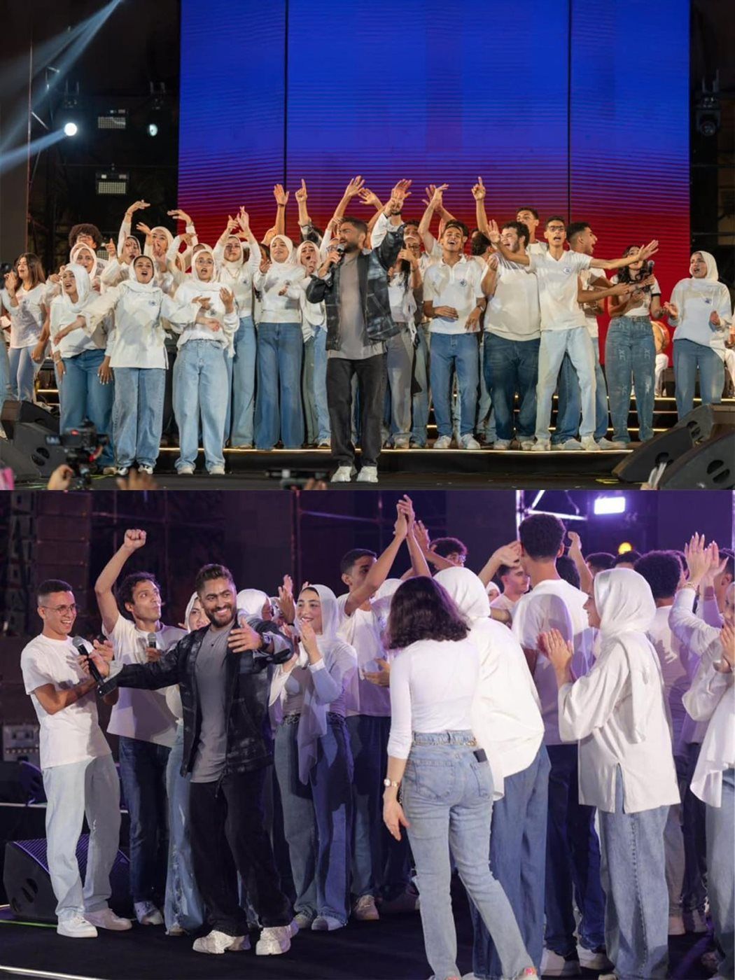 تامر حسني يشعل حفل جامعة بدر ويعلق: "أجمل حفلات حياتي" (صور)