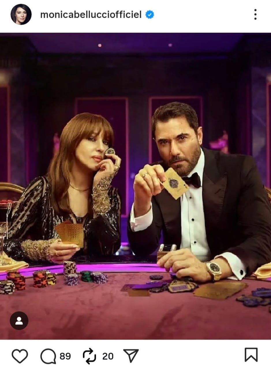 مونيكا بيلوتشي تنشر صورة مع أحمد عز من كواليس فيلم "Seven Dogs"