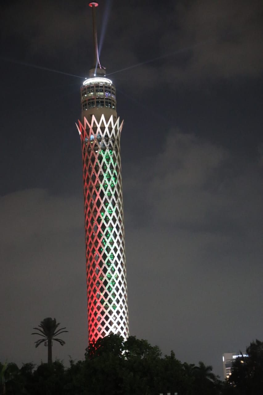 إضاءة برج القاهرة برسائل ترحيب وعبارات احتفالية إضاءة برج القاهرة برسائل ترحيب وعبارات احتفالية