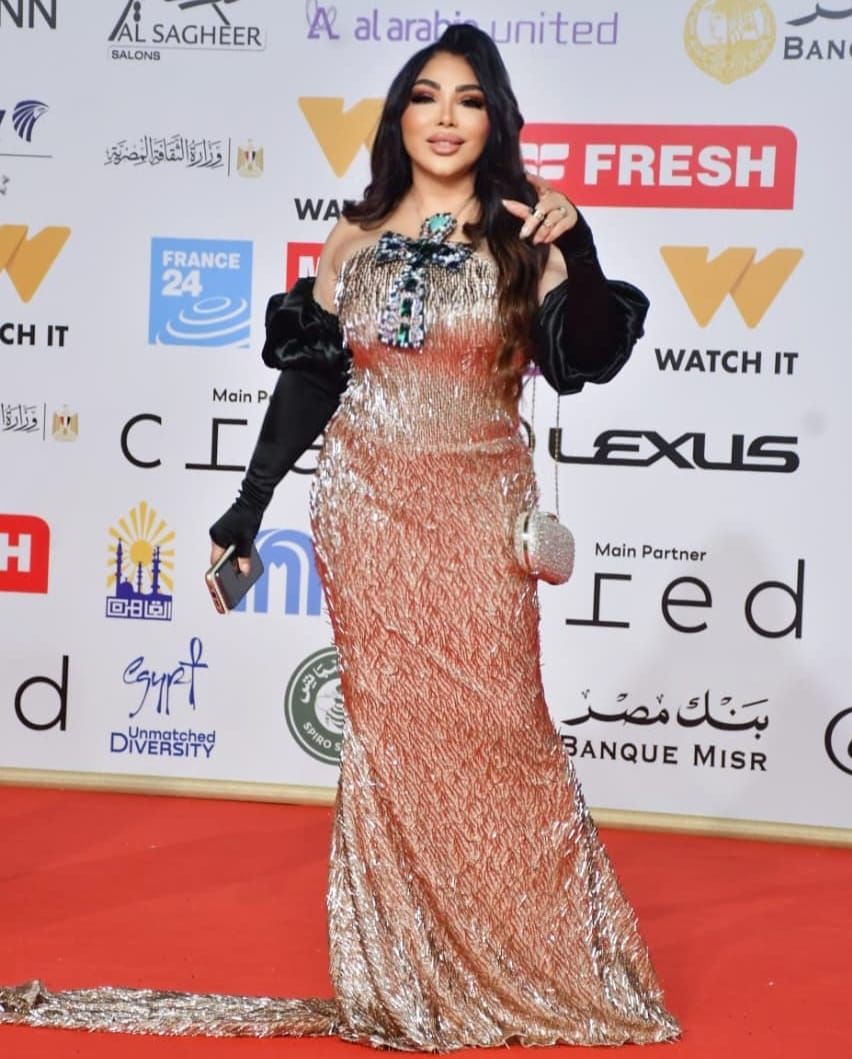 غادة إبراهيم تتألق بـ "مفتاح الحياة" على السجادة الحمراء لمهرجان القاهرة