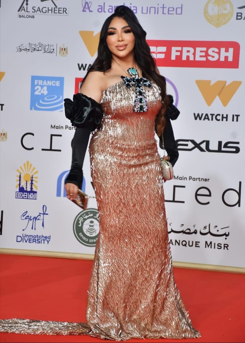 غادة إبراهيم تتألق بـ "مفتاح الحياة" على السجادة الحمراء لمهرجان القاهرة