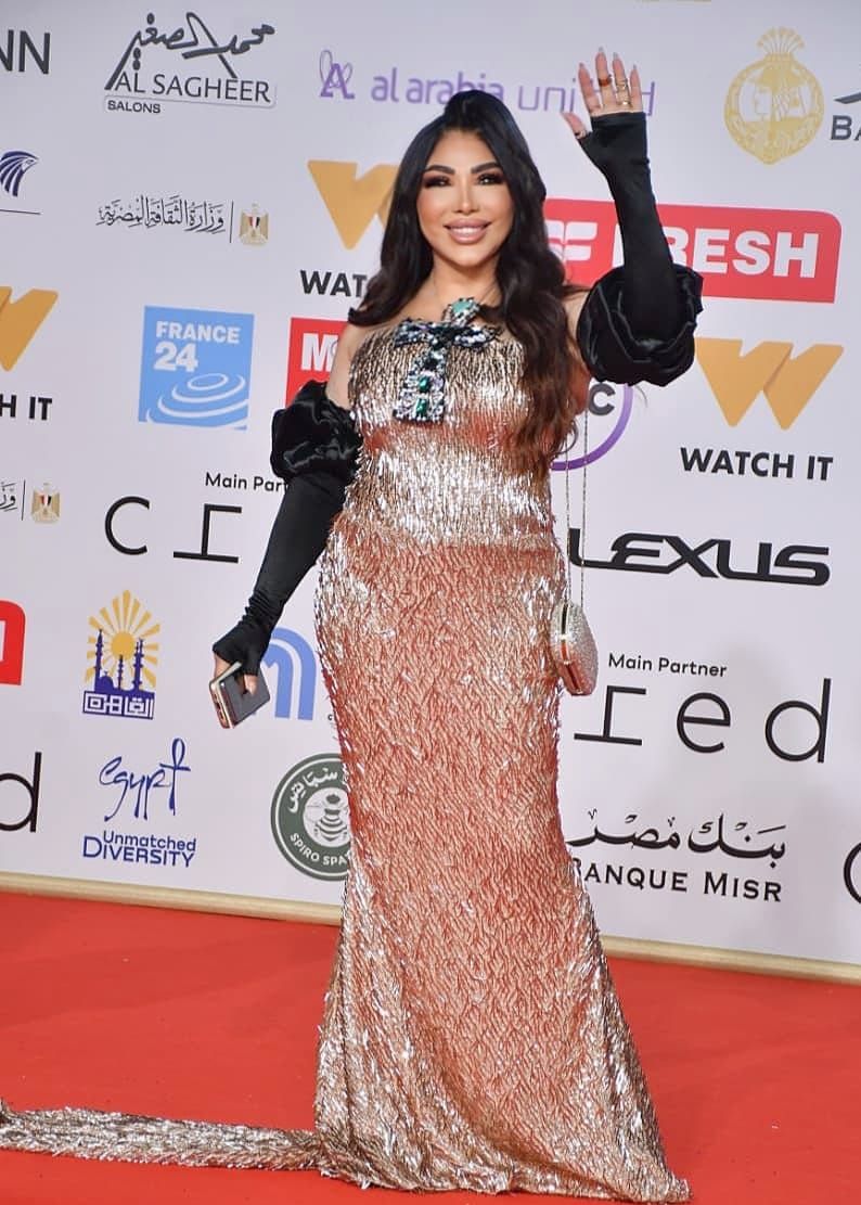 غادة إبراهيم تتألق بـ "مفتاح الحياة" على السجادة الحمراء لمهرجان القاهرة