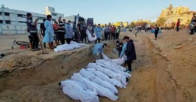 أخبار اليمن : دفن 14 شهيداً مجهولي الهوية في غزة