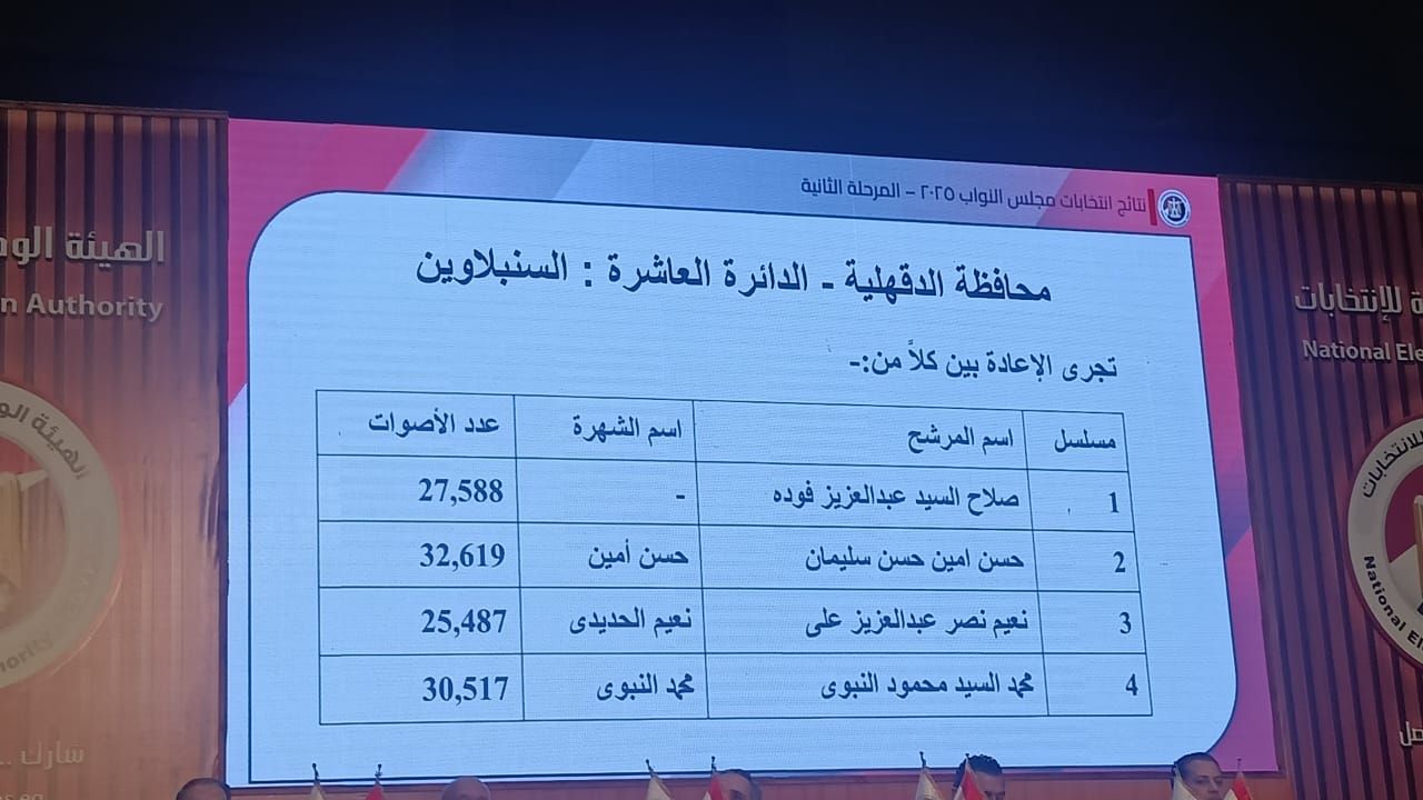 الوطنية للانتخابات تعلن نتائج انتخابات البرلمان فى 14 دائرة بالنظام الفردى