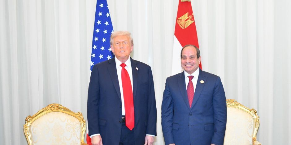 لقطات الرئيس السيسي بقمة السلام في حفل تكريم ترامب