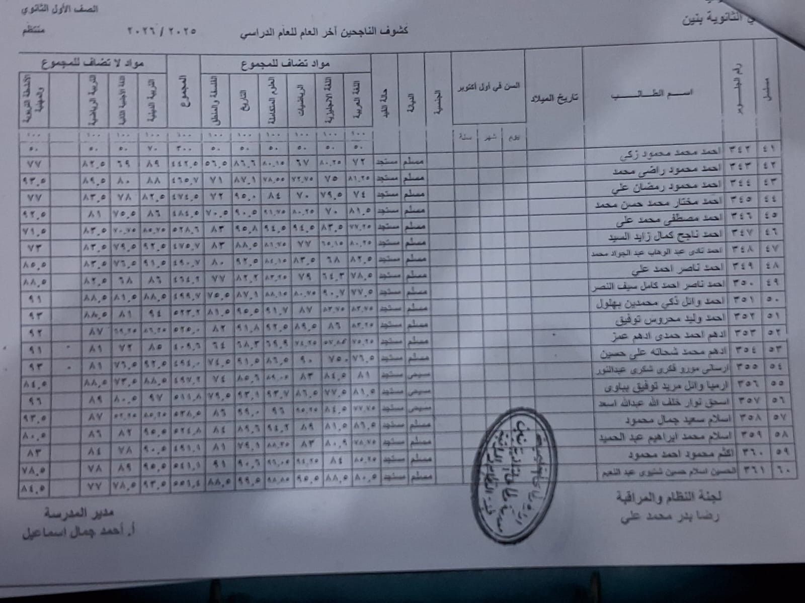 نتيجة الصف الأول الثانوي