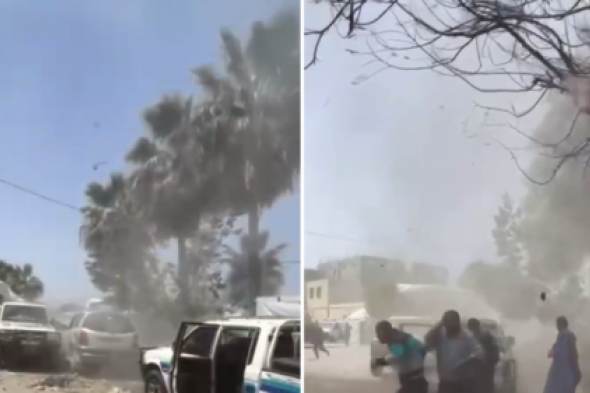 غارة إسرائيلية على خيام النازحين بساحة مستشفى بدير البلح